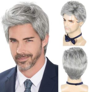 Silver Grey Senior Distinguished Men Wig