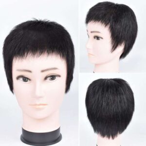 Natural Black Caesar Cut Men Wig